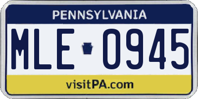 PA license plate MLE0945