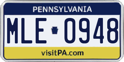 PA license plate MLE0948