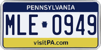PA license plate MLE0949