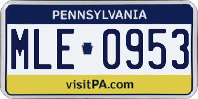 PA license plate MLE0953