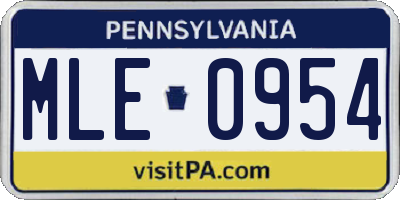 PA license plate MLE0954