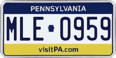 PA license plate MLE0959