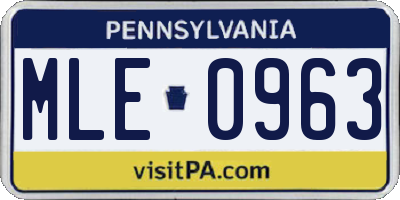 PA license plate MLE0963