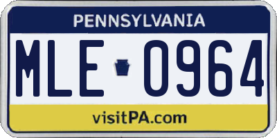 PA license plate MLE0964