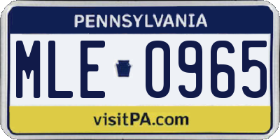 PA license plate MLE0965