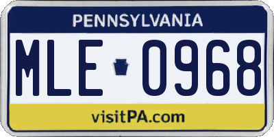 PA license plate MLE0968
