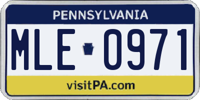 PA license plate MLE0971