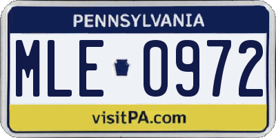 PA license plate MLE0972
