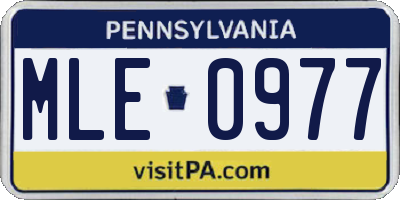 PA license plate MLE0977