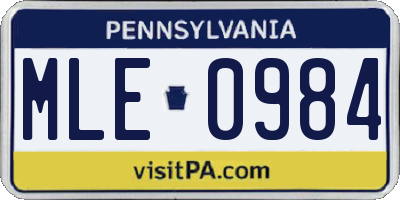PA license plate MLE0984