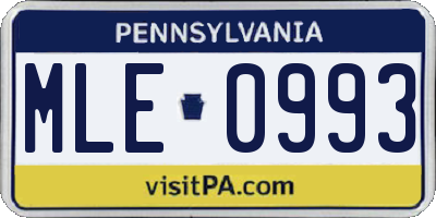 PA license plate MLE0993