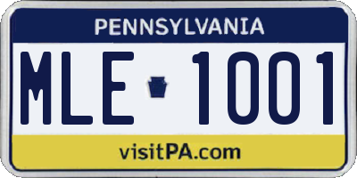 PA license plate MLE1001