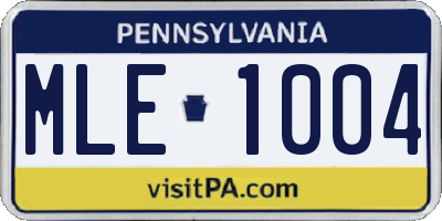 PA license plate MLE1004