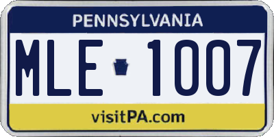 PA license plate MLE1007