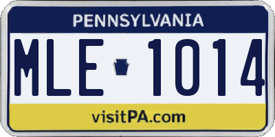 PA license plate MLE1014
