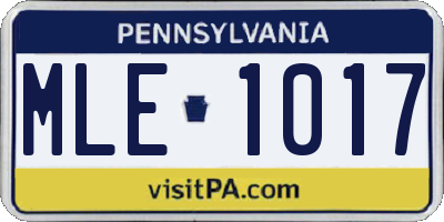 PA license plate MLE1017