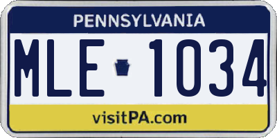 PA license plate MLE1034