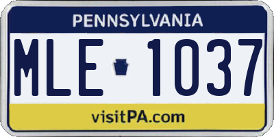 PA license plate MLE1037