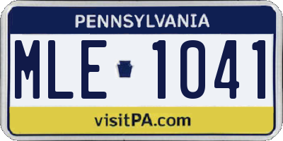 PA license plate MLE1041