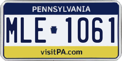 PA license plate MLE1061