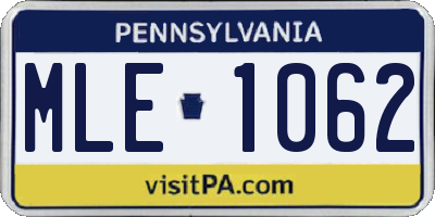 PA license plate MLE1062