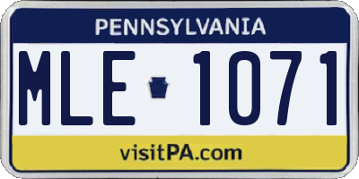 PA license plate MLE1071