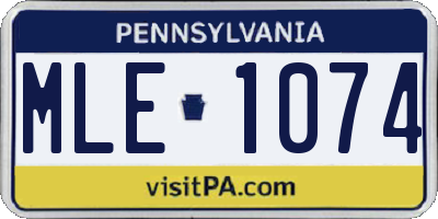 PA license plate MLE1074