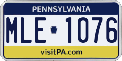 PA license plate MLE1076