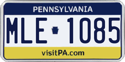 PA license plate MLE1085