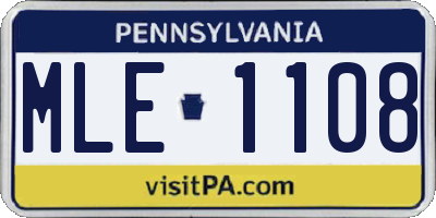 PA license plate MLE1108