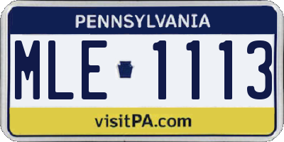 PA license plate MLE1113