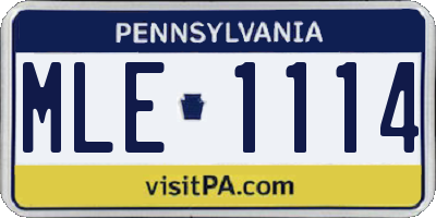 PA license plate MLE1114