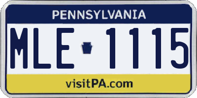 PA license plate MLE1115
