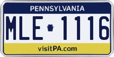 PA license plate MLE1116