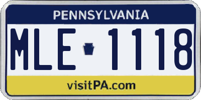 PA license plate MLE1118