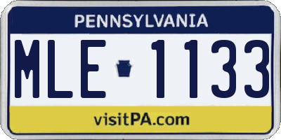 PA license plate MLE1133