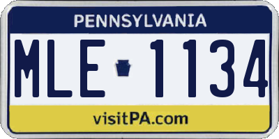 PA license plate MLE1134