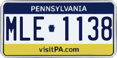 PA license plate MLE1138