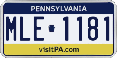PA license plate MLE1181