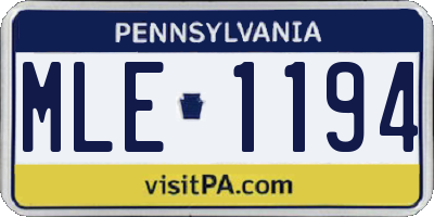 PA license plate MLE1194