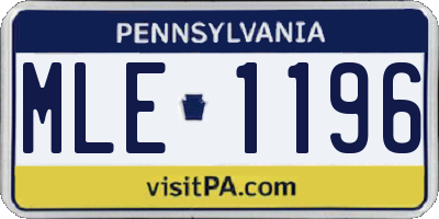 PA license plate MLE1196