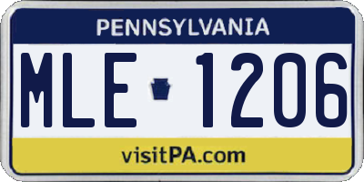 PA license plate MLE1206