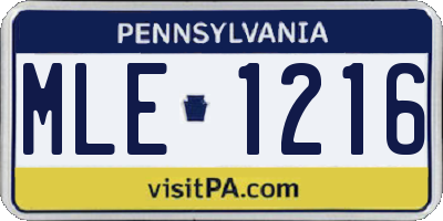 PA license plate MLE1216