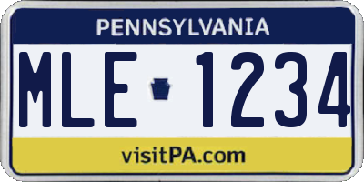 PA license plate MLE1234