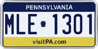 PA license plate MLE1301