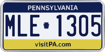 PA license plate MLE1305