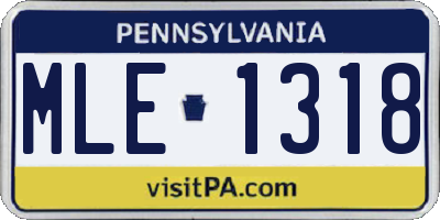 PA license plate MLE1318
