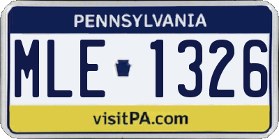 PA license plate MLE1326