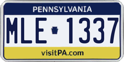 PA license plate MLE1337