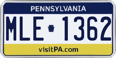 PA license plate MLE1362